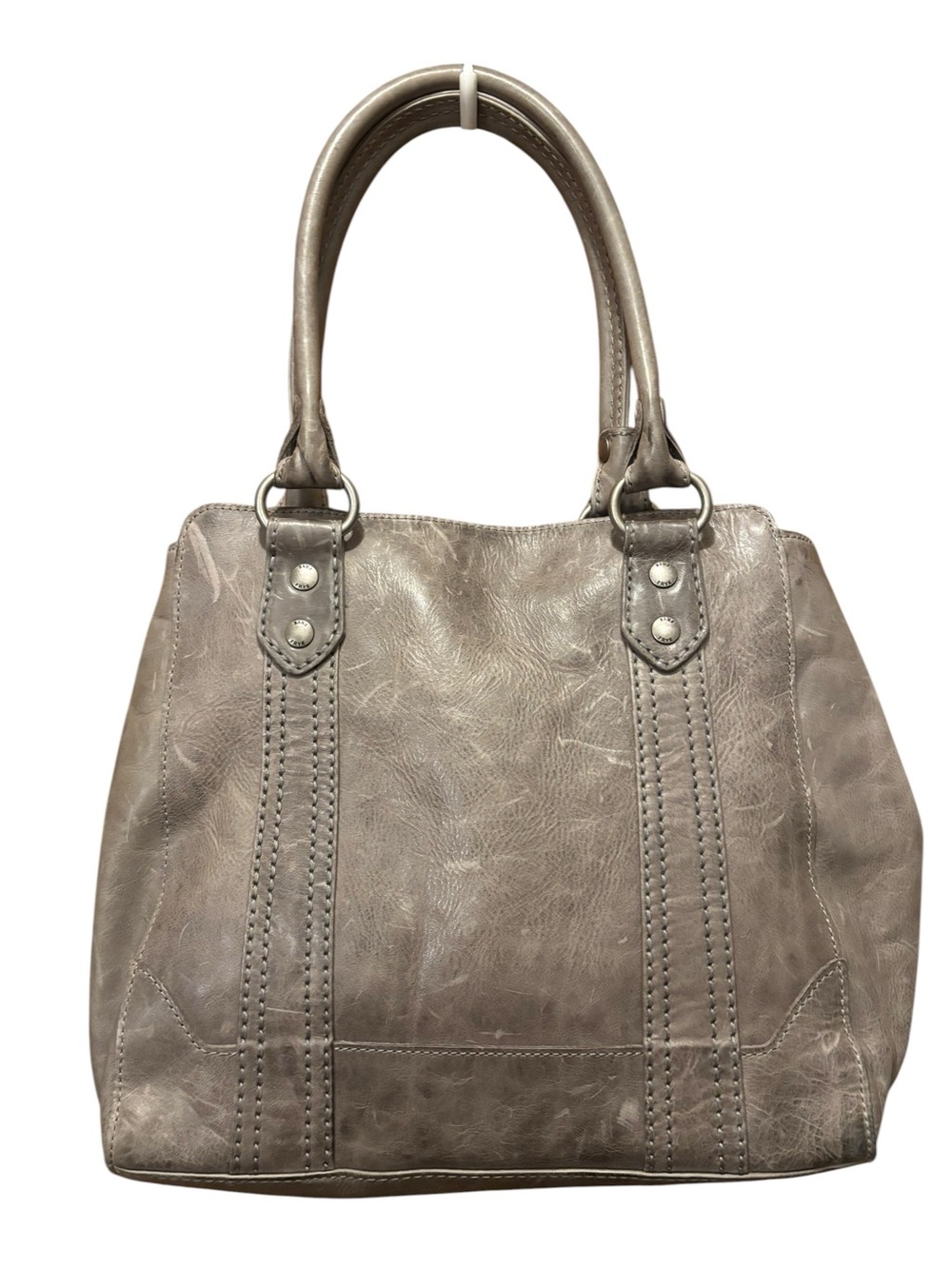 Frye Gray Distressed Leather Tote Shoulder Bag Handbag